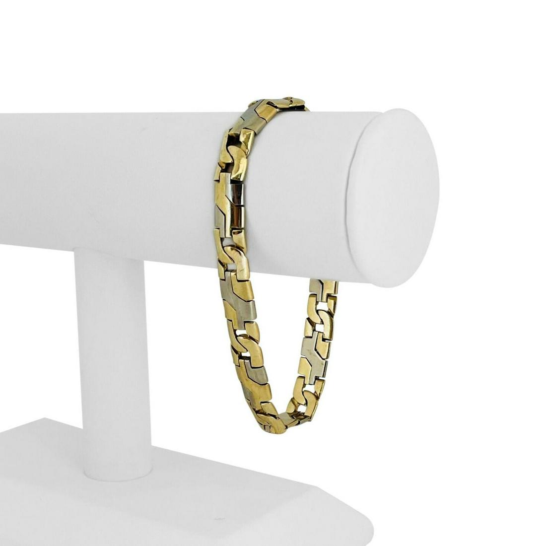 14k Yellow and White Gold 31.4g Solid Two Tone 8.5mm Fancy Link Bracelet 8" (1 of 8)