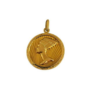 18k Yellow Gold 8g Egyptian Queen Nefirtiti Diamond Cut Pendant: Condition: Excellent Condition, Professionally Cleaned and Polished Metal: 18k Gold (Marked, and Professionally Tested) Weight: 8g Length: 1.55" (Including Bail) Width: 1.1" Bail Opening: 4.5mm 