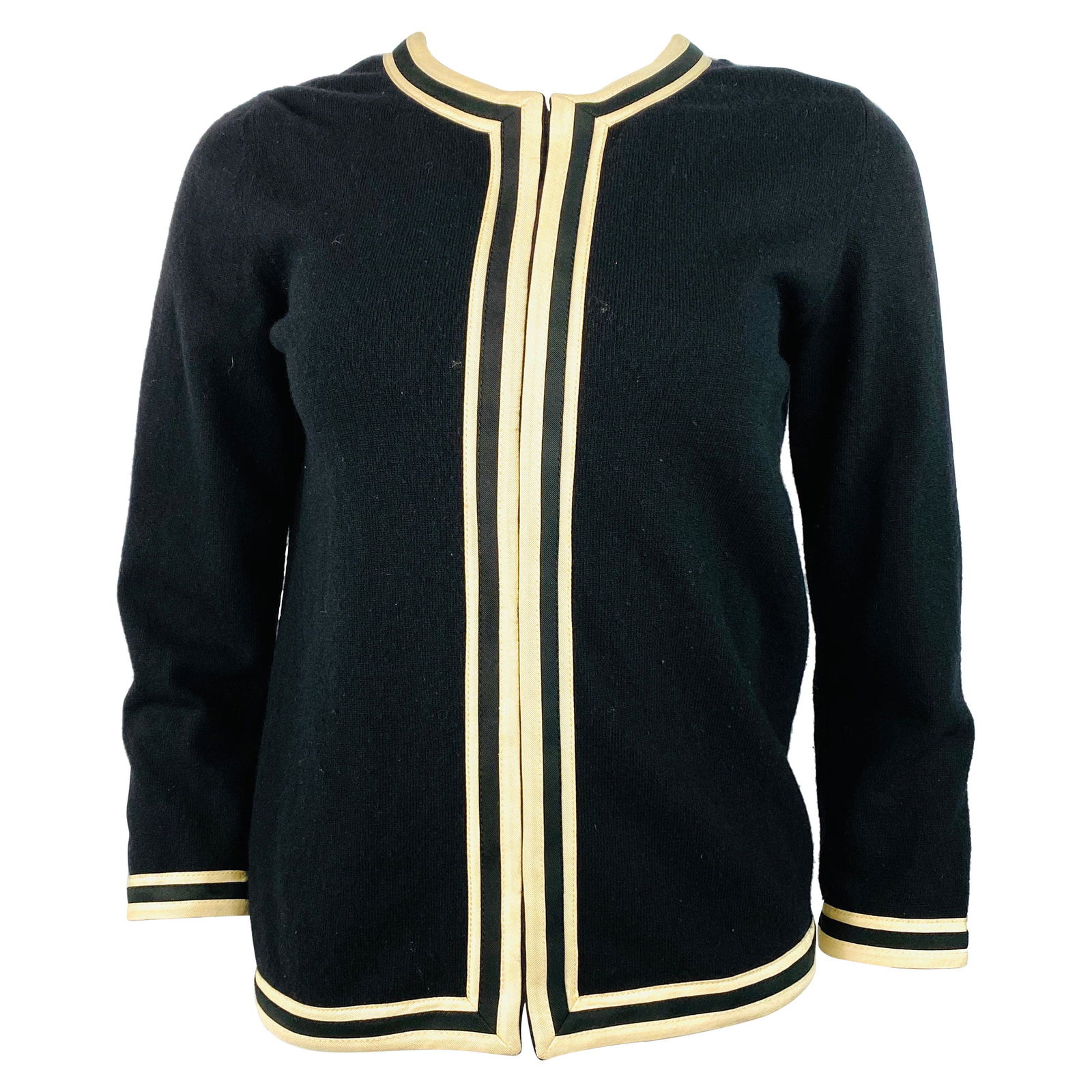 Vintage Belrnciaga Paris Black Wool Cardigan Sweater Size 40 (1 of 14)