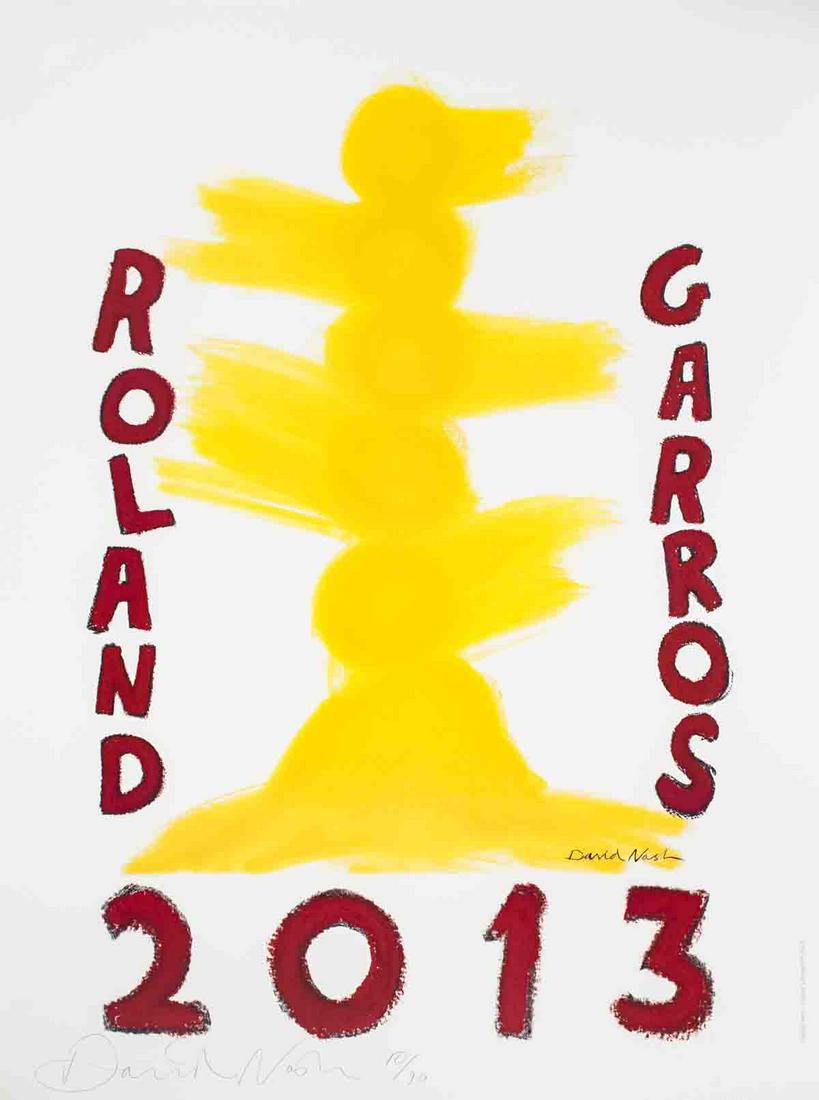 David Nash - Roland Garros French Open - 2013 Offset Lithograph - SIGNED 31.5" x 23.5": Artist: David Nash Title: Roland Garros French Open Description: "Roland Garros French Open" by David Nash, 2013 Signed Offset Lithograph. Paper size is 31.5 x 23.5 inches, with an image size of 31.5