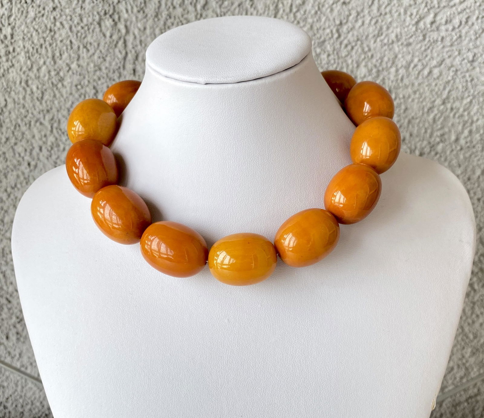 Antique Bakelite Necklace made from Olive shaped Bakelite beads (1 of 8)