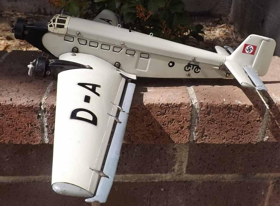 Marklin JU-52 (Germany) tinplate airplane, this is the original 1930s version, not a reissue, windup (1 of 7)