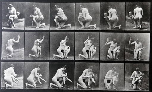 Eadweard Muybridge: Woman slapping a baby A.L.527: Artist: Eadweard MuybridgeTitle: Woman slapping a baby A.L.527Date Printed: Printed in 1979 Heavy weight, matte finishMedium: Period Photogravure With dry mount tissue guard Print Origin: Printed in