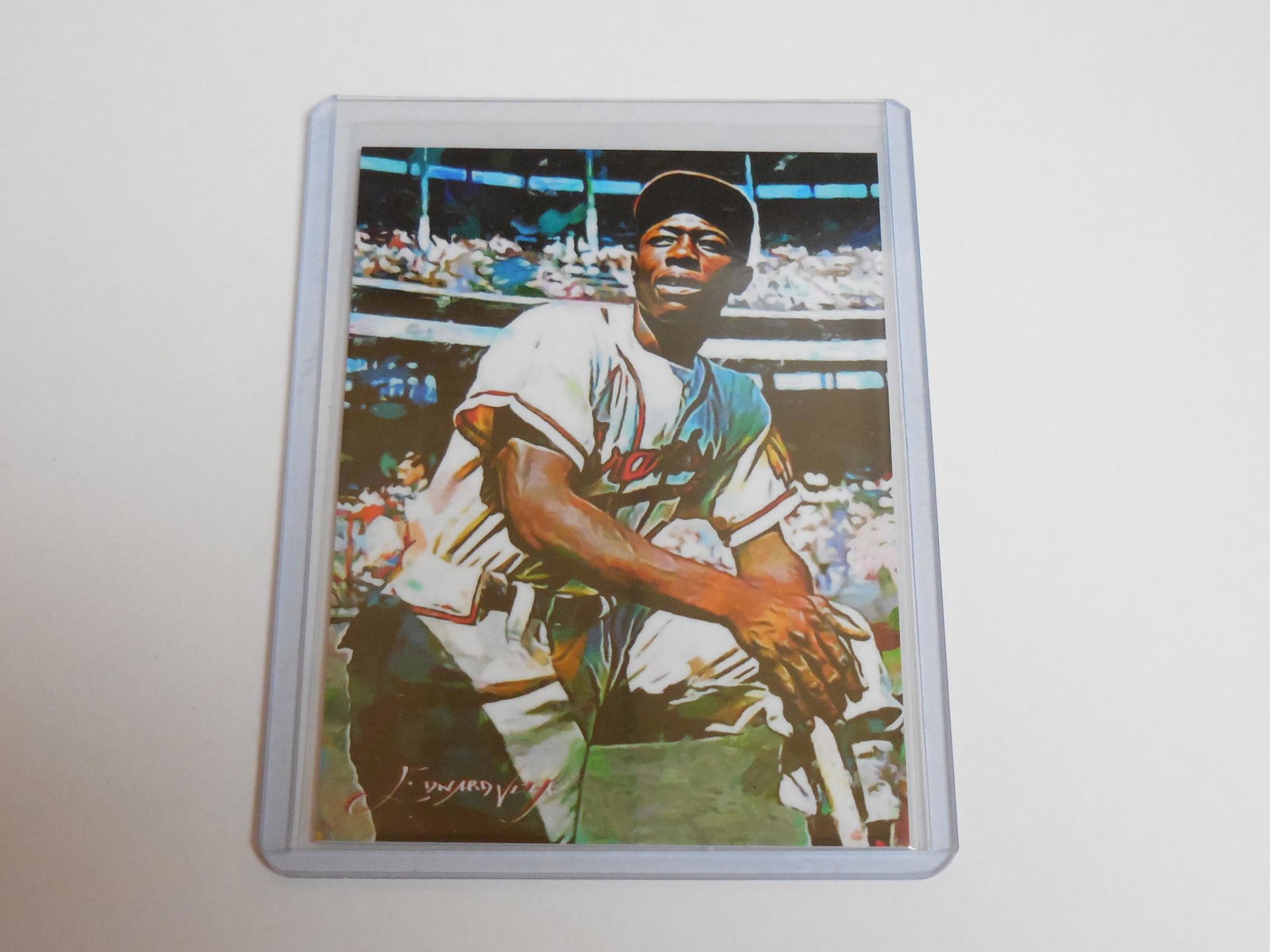 2018 HANK AARON EDWARD VELA SIGNED ART CARD (1 of 2)