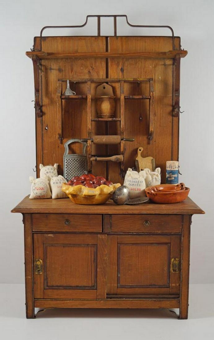 Antique Child’s Kitchen Wood Cabinet Toy (1 of 9)