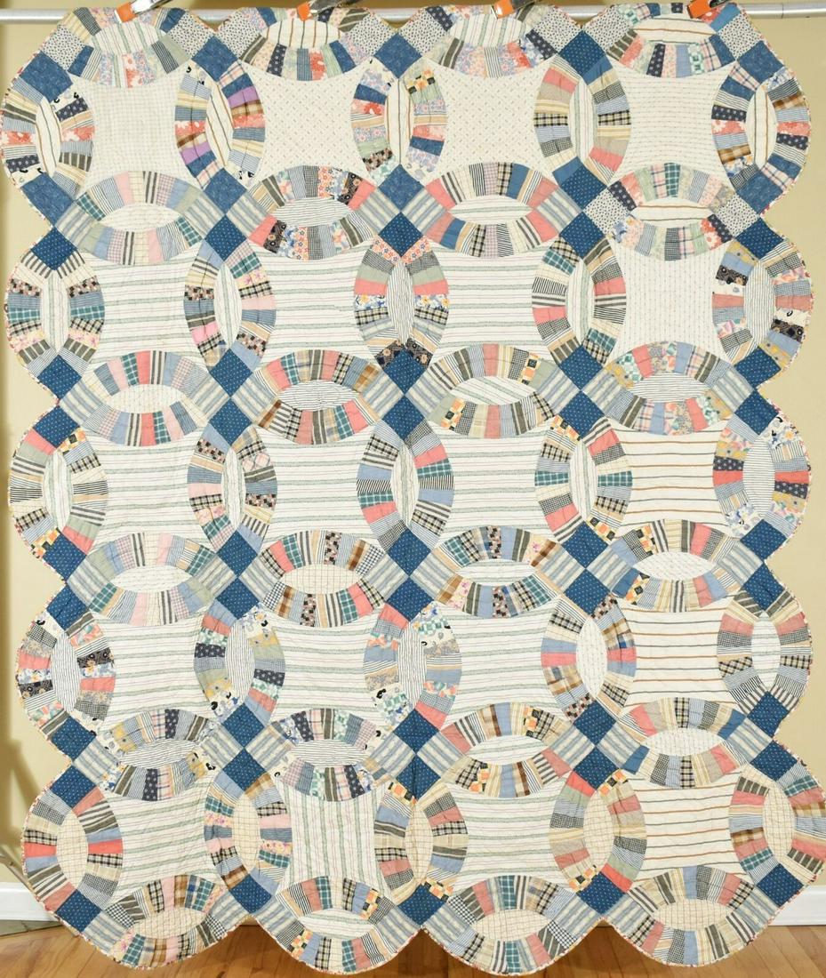 20's Wedding Ring Quilt, Nice Blues (1 of 10)