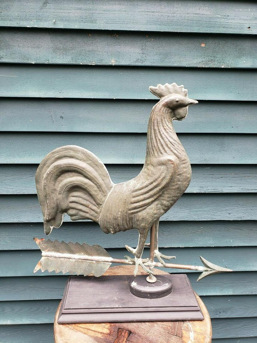1950 Rooster weathervane nice patina full bodied 21" rare design (1 of 7)