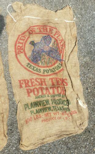Rare plainview Texas pheasant potato sack bag 100lbs burlap (1 of 1)