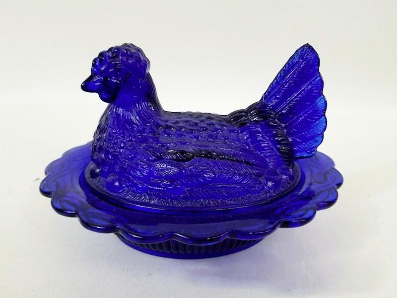 Mosser Cobalt Blue Glass Hen on her Nest Candy Dish (1 of 5)