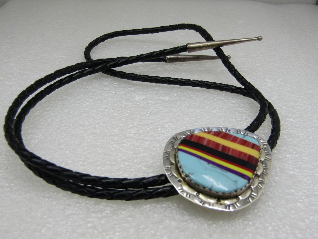 Vintage Sterling Southwestern Bolo Tie, 38" (1 of 6)