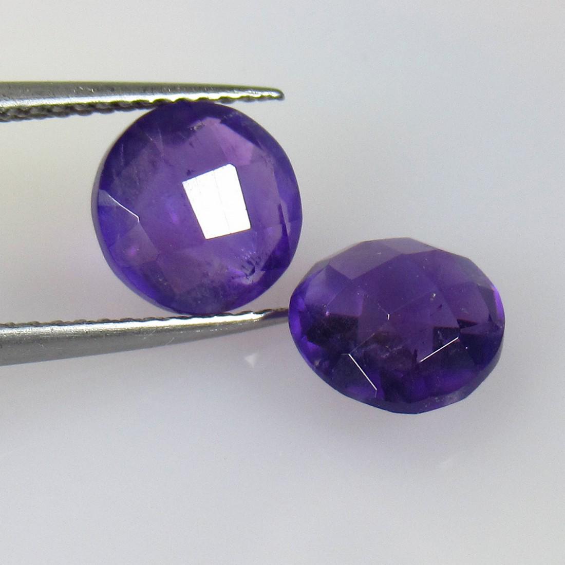 3.56 Ctw Natural Purple Amethyst Round Checkerboard Pair (1 of 2)