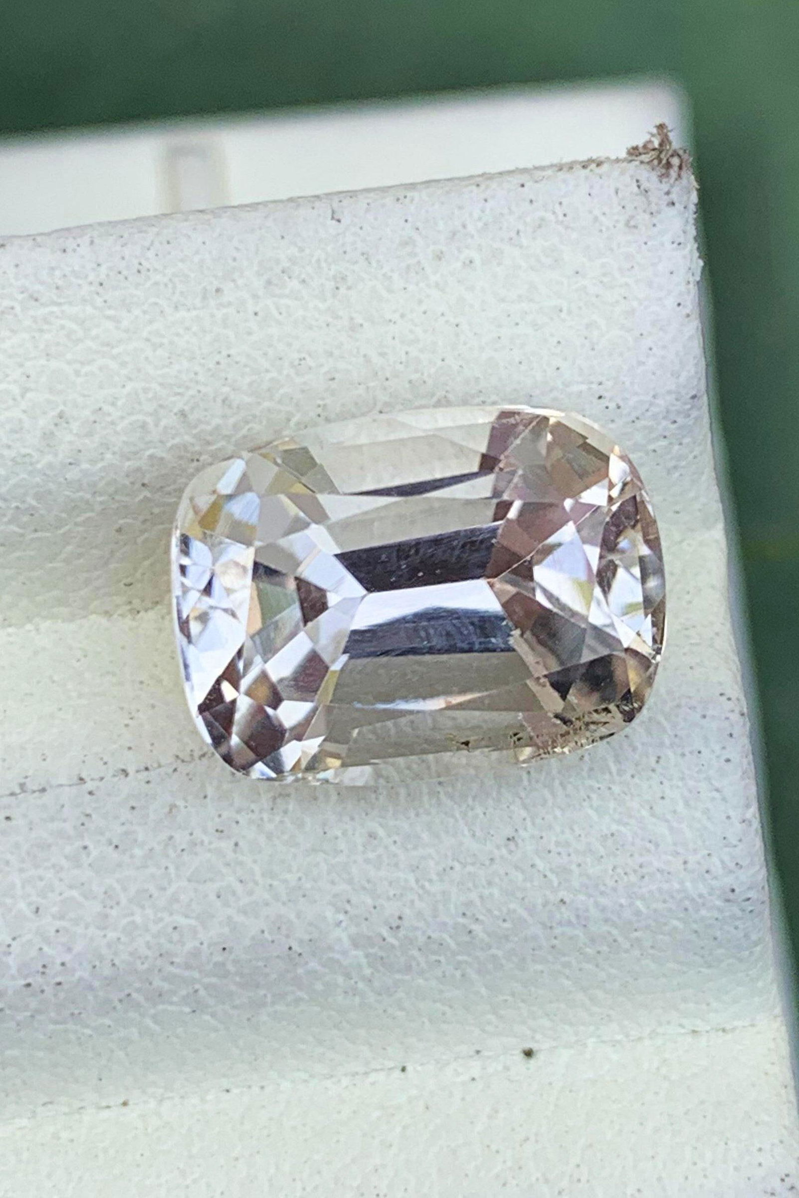 Cushion Cut Peach Yellow Kunzite Gemstone Loupe Clean (1 of 3)