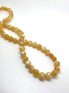 Alluring Amber Necklace made from Round Amber beads: Title: Alluring Amber Necklace made from Round Amber beads Metal: None Gemstones: Amber Weight: 32.4 g Size: Size: 520.0 x 10.0 x 10.0 mm Size: 20.472 x 0.394 x 0.394 inches Bead size: 10.0 mm 