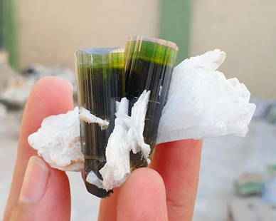 Natural & Unheated~ Pink & Green Cap Tourmaline Mineral Crystal: Title: Natural & Unheated~ Pink & Green Cap Tourmaline Mineral CrystalColor/Clarity: Pink & GreenGemstone Type: Mineral CrystalCarat Weights: 334.75 CtsSize/Dimensions: 59x57x39 mm Reserve: