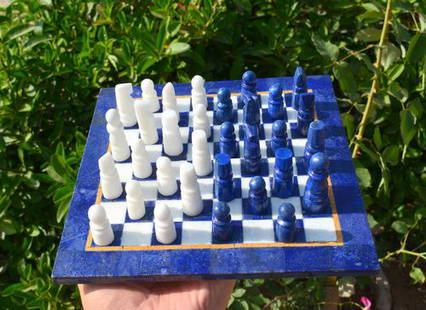 1740 Grams Lapis Lazuli Chess Game: Title: 1740 Grams Lapis Lazuli Chess Game Origin: AfghanistanWeight: 1740 GramsSize/Dimensions: 20 cm x 20 cm x 1 cm Description: Natural Reserve: $150.00 Shipping:Domestic: Flat-rate of $100.00 to