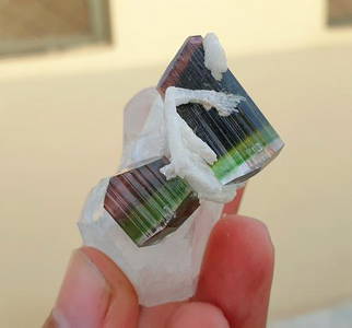 Natural & Unheated~ Double Terminated Pink & Green Cap Tourmaline Mineral Crystal