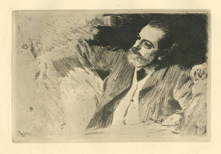 Anders Zorn "Antonin Proust": Medium: heliogravure (after the etching). Printed in Stockholm in 1920 on laid paper in an edition of 650 for the Asplund catalogue and now scarce. There is a platemark around the image as with an