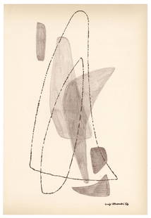 Luigi Veronesi original lithograph | Arte Concreta: Medium: original lithograph. Executed for the second volume (1956-57) of the very rare Documenti d'Arte d'Oggi, published in Milan by Groupe Espace. The total sheet measures 12 1/2 x 8 1/2 inches