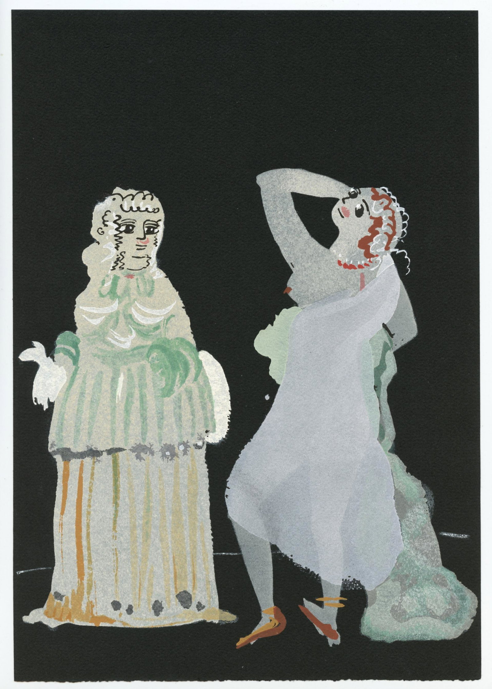 Andre Derain pochoir "Salome" 1938: Medium: pochoir (after the gouache). This pochoir illustrates a scene from Oscar Wilde's "Salomé". It was printed in 1938 at the atelier Saudé of Paris and published by The Limited Editions