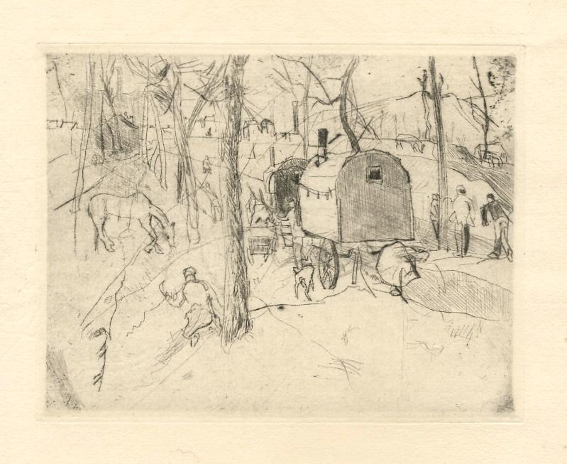Rudolf Grossmann original etching ""Zigeunerwagen" Gypsy Wagon (1 of 1)