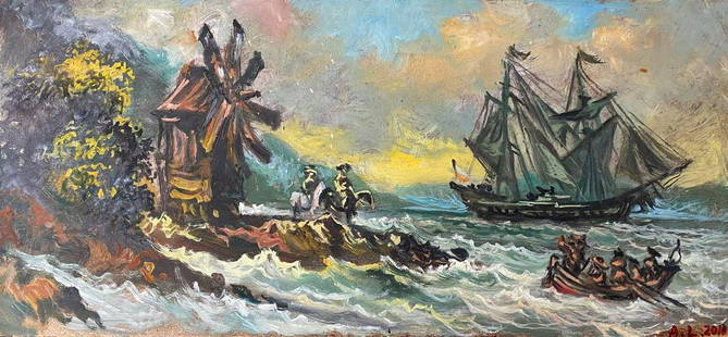 Oil painting Storm at sea Alexander Arkadievich Litvinov: №Litv 38 *** ABOUT THIS PAINTING *** * TITLE: "Storm at sea" * ARTISTS: Alexander Arkadievich Litvinov * SIZE: 47.5x21.5 cm/'18.70x8.46 inches' * MEDIUM: oil, cardboard * HAND PAINTED: Original