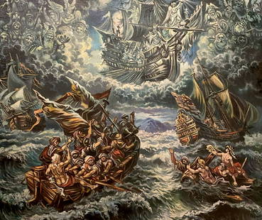 Oil painting Flying Dutchman Alexander Arkadievich Litvinov: №Litv 513 *** ABOUT THIS PAINTING *** * TITLE: "Flying Dutchman" * ARTISTS: Alexander Arkadievich Litvinov * SIZE: 104x91 cm/'40.94x35.82 inches' * MEDIUM: oil, canvas * HAND PAINTED: Original