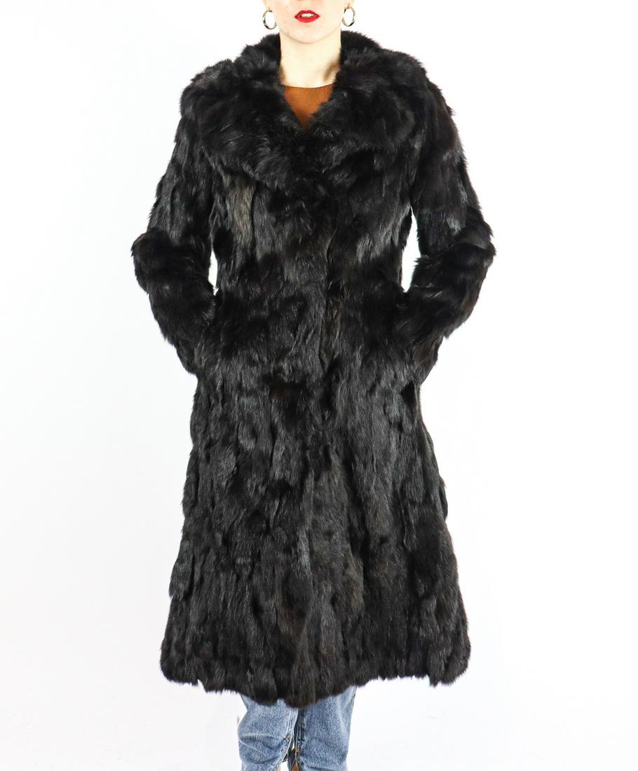 DARK BROWN RABBIT FUR COAT - US 8 - EU S (1 of 11)