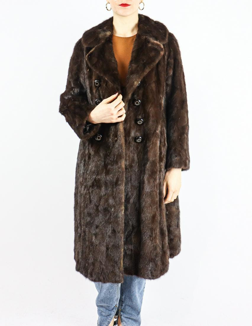 BROWN MINK FUR COAT - US 12 - EU M (1 of 12)