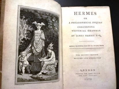 1765 Hermes of Philosophical Inquiry Grammar: Title: 1765 Hermes of Philosophical Inquiry GrammarDescription: "Hermes or A Philosophical Inquiry Concerning Universal Grammar", by James Harris, printed at London for John Nourse, MDCCLXV (1765).