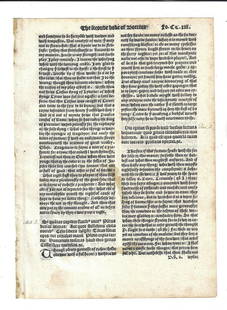 1532 English Leaf From Chaucer Works: Title: 1532 English Leaf From Chaucer WorksDescription: A leaf from the Thomas Godray printing of "The Workes of Geffray Chaucer newly printed…", printed at London in 1532. The leaf is from