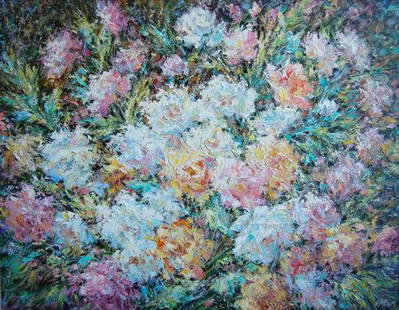 Oil painting Flower glow: NoKotmin 4 *** ABOUT THIS PAINTING *** * TITLE: "Flower glow" * ARTISTS: Kotmin Olga * SIZE: 70x90 cm/'27.55x35.43 inches' * MEDIUM: oil, canvas * HAND PAINTED: Original painting from our collection