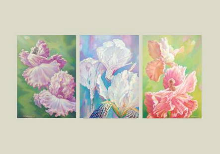 Oil painting Triptych flowers girl Vemfialov: NoBen 2 *** ABOUT THIS PAINTING *** * TITLE: "Triptych flowers girl" * ARTISTS: Vemfialov * SIZE: 50x70 cm/'19.68x27.55 inches' * MEDIUM: oil, canvas * HAND PAINTED: Original painting from our