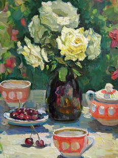 Oil painting Roses Anatoly Kymnatny: NoKym 2 *** ABOUT THIS PAINTING *** * TITLE: "Roses" * ARTISTS: Anatoly Kymnatny * SIZE: 40x30 cm/'15.74x11.81 inches' * MEDIUM: oil, dvp * HAND PAINTED: Original painting from our collection *