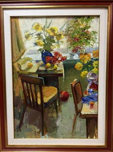 Oil painting Morning Shevat original picture painter: NoBag 1 *** ABOUT THIS PAINTING *** * TITLE: "Morning" * ARTISTS: Shevat * SIZE: 70x50 cm/'27.55x19.68 inches' * MEDIUM: oil, cardboard * HAND PAINTED: Original painting from our collection *
