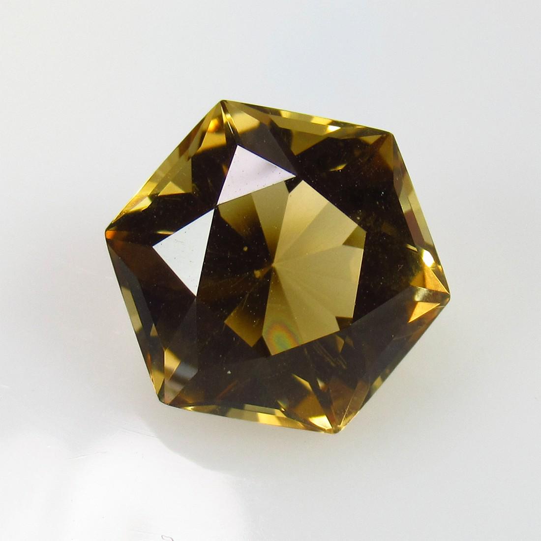 11.03 Ctw Natural Champagne Quartz Hexagon Cut (1 of 2)