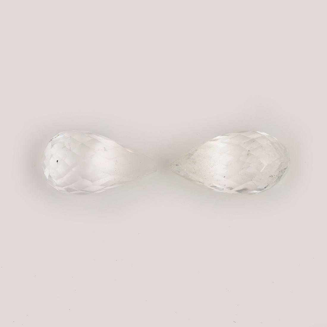 26 Carat White Color Drops Natural Crystal Quartz Loose Gemstone 2 Pieces (1 of 7)