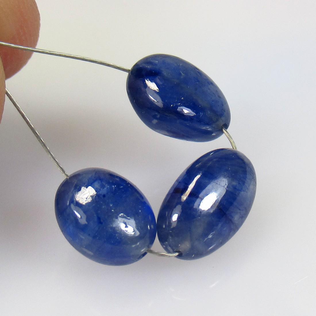 10.23 Ctw Natural 3 Blue Sapphire Dumble Beads (1 of 2)