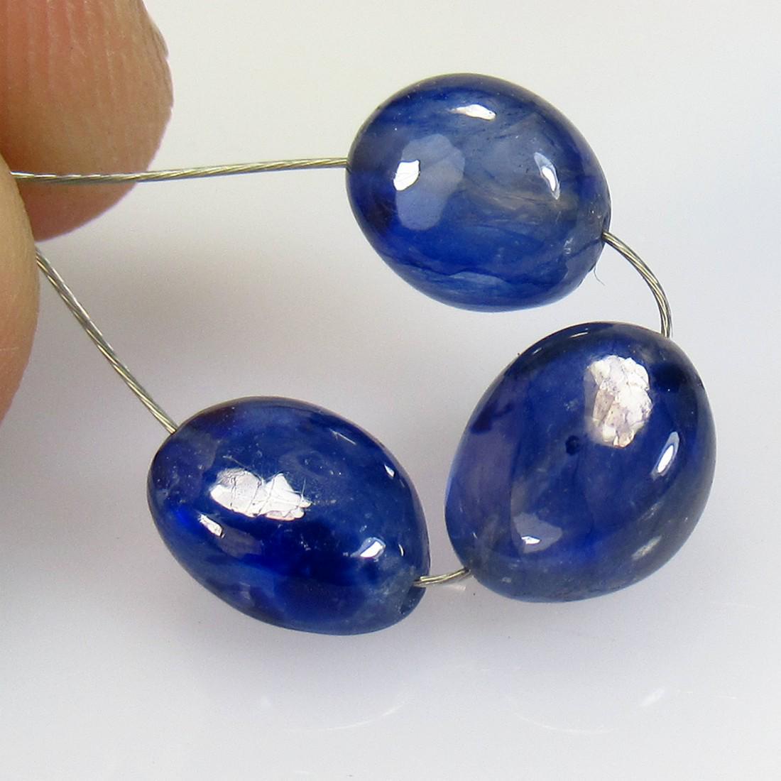 10.07 Ctw Natural 3 Blue Sapphire Dumble Beads (1 of 2)