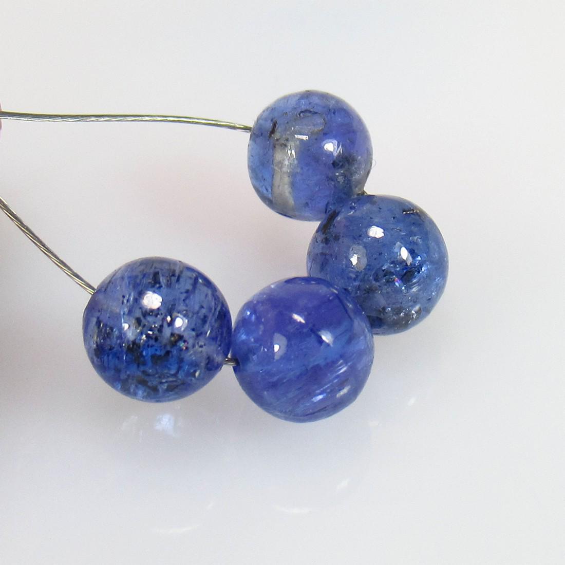 7.80 Ctw Natural 4 Drilled Tanzanite Round Beads (1 of 2)