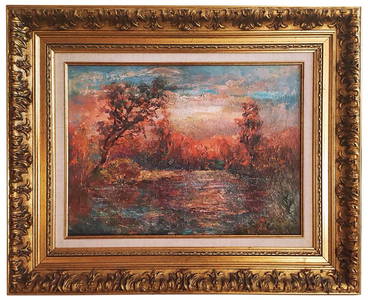 Crimson evening oil painting, Makarov Viktor