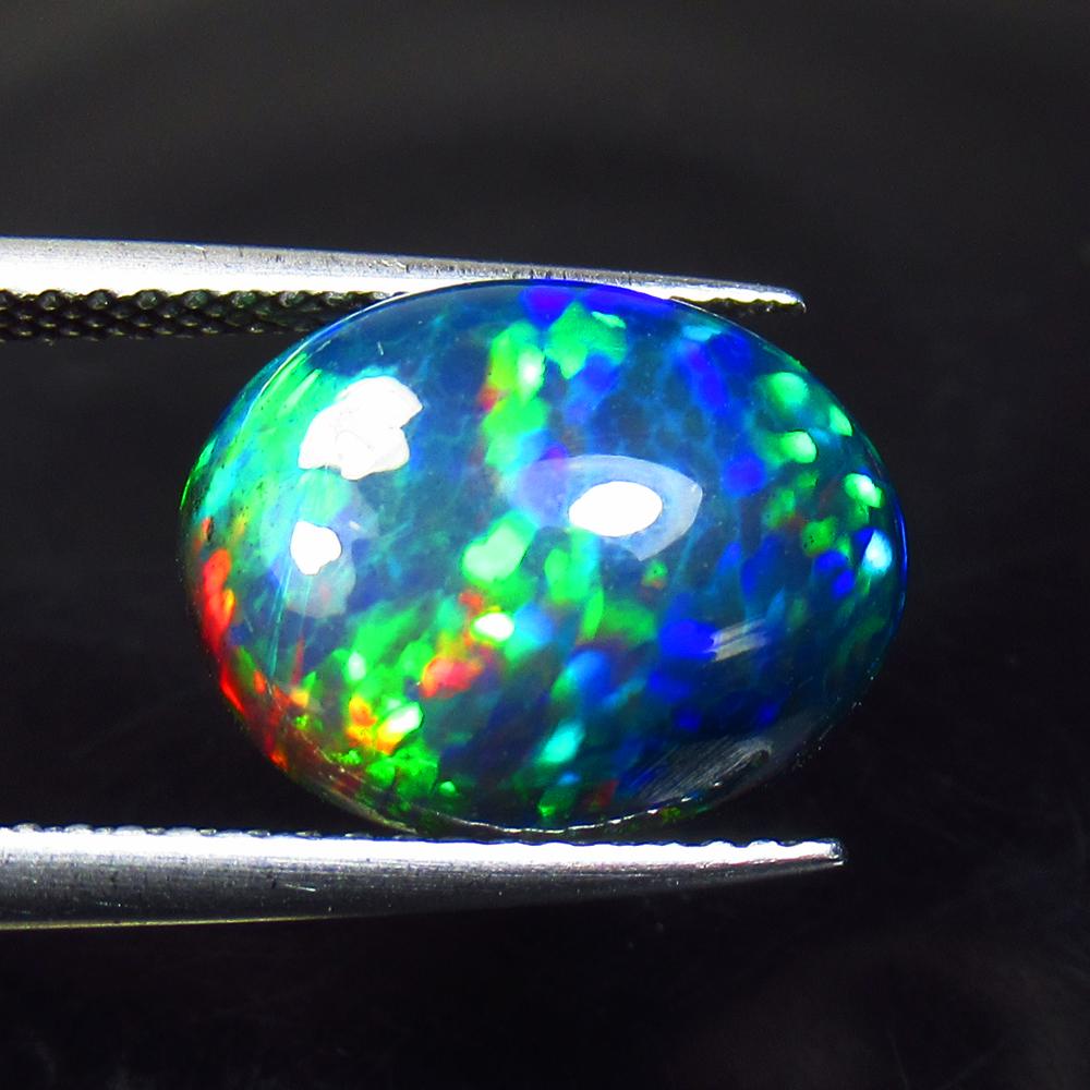 3.68 Ct Natural Ethiopian Black Fire Opal Oval Cab (1 of 3)