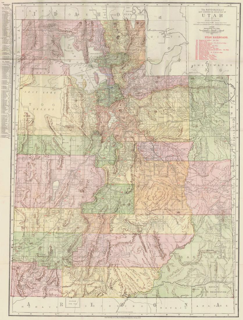 Rand Mcnally New Commercial Atlas Map Of Utah...