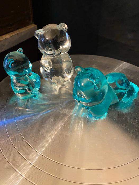A pair of blue Fenton Glass Bears, And one Clear. (1 of 15)