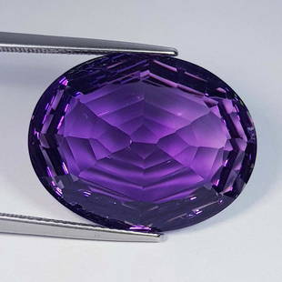 23.85 ct Exclusive Gem Asscher Oval Cut Natural Amethyst: Title: 23.85 ct Exclusive Gem Asscher Oval Cut Natural AmethystGemstone: AmethystColor/Clarity: VVSCarat Weight: 23.85Size/Dimensions: 24.05 x 18.95 x 9.40Additional Information: Oval - Brazil 