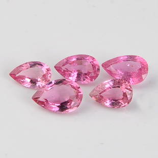 4.78 Carat Pink Color Natural Pear Tourmaline Loose Gemstone 5 Pieces: Title: 4.78 Carat Pink Color Natural Pear Tourmaline Loose Gemstone 5 Pieces Brand: Gems Trading Center Gemstones: Tourmaline Carat Weights: 4.78 Size/Dimensions: May Vary Reserve: $156.00 