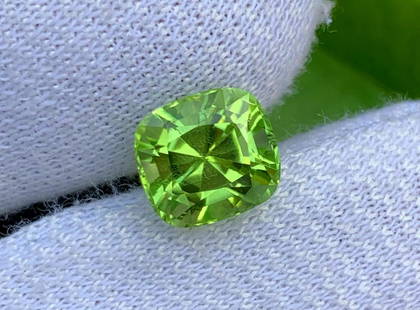 Peridot Cut Stone for Engagement Ring Genuine Cushion Cut: Peridot is a semi-precious gemstone. It is also August Birthstone. This gemstone is an Eye Clean piece and has a very Fresh Apple green color. Peridots are hard stones and usually used in engagement