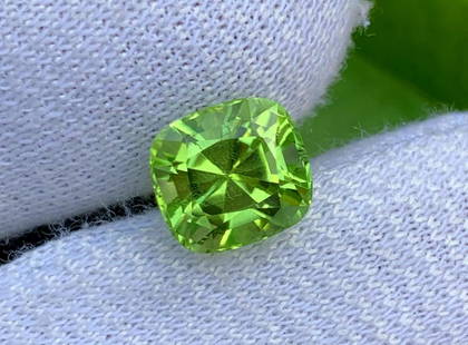 Peridot Cut Stone for Engagement Ring Genuine Cushion Cut: Peridot is a semi-precious gemstone. It is also August Birthstone. This gemstone is an Eye Clean piece and has a very Fresh Apple green color. Peridots are hard stones and usually used in engagement