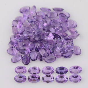 30.79 Carat Purple Color Natural Oval Amethyst Loose Gemstone 76 Pieces: Title: 30.79 Carat Purple Color Natural Oval Amethyst Loose Gemstone 76 Pieces Brand: Gems Trading Center Gemstones: Amethyst Carat Weights: 30.79 Size/Dimensions: 2.6H x 4W x 6L Reserve: $31.00 