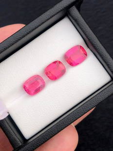 6.5 Carats Beautiful Rubylite Tourmaline 3 Pieces: Title: 6.5 Carats Beautiful Rubylite Tourmaline 3 Pieces Origin: Afghanistan Gemstones: Rubylite Carat Weights: 6.5 Carats Size/Dimensions: 8x7x4mm, 8x6.5x4mm, 8x6x5mm (3 Pieces ) Additional