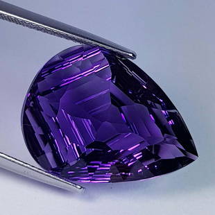 15.27 ct Exclusive Gem Asscher Pear Cut Natural Amethyst: Title: 15.27 ct Exclusive Gem Asscher Pear Cut Natural Amethyst Gemstone: Amethyst Color/Clarity: VVS Carat Weight: 15.27 Size/Dimensions: 21.15 x 15.90 x 8.90 Additional Information: Pear - Brazil Re